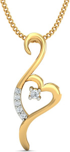 KuberBox Forever Heart Diamond Yellow Gold Pendant