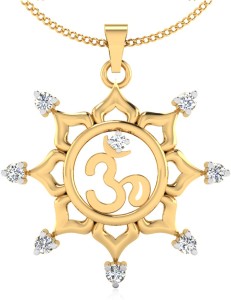 IskiUski The Kshipra Om Diamond 14kt Diamond Yellow Gold Pendant