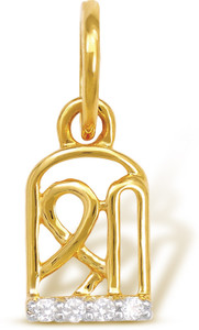 FFF 18k Hallmarked Charm Cubic Zirconia Yellow Gold Pendant
