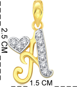 classic a letter cz pendant cj1028pg yellow gold cubic zirconia
