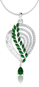 IskiUski Enrald Wedding 14kt Diamond, Emerald White Gold Pendant