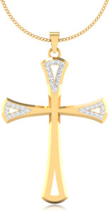 IskiUski Cross Pendant 14kt Swarovski Zirconia Yellow Gold Pendant