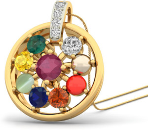 WearYourShine by PC Jewellers The Payl 18kt Diamond, Ruby, Emerald, Sapphire, Coral, Garnet, Cat's Eye Yellow Gold Pendant