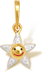 FFF 18k Hallmarked Charm Cubic Zirconia Yellow Gold Pendant