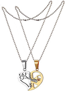 Men Style Couple His And Her I Love You And Key Necklace Combined Heart For Valentine S Day Gift 2 Pieces His And Her Spnoct015 Stainless Steel Pendant Set Best Price In