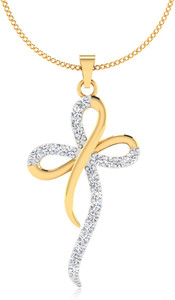 IskiUski God Cross 14kt Swarovski Crystal Yellow Gold Pendant