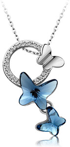 Yellow Chimes YCSWPD-008615-BL Rhodium Swarovski Crystal Brass Pendant