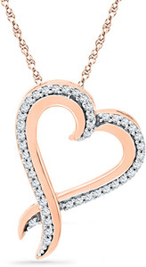 JPearls Love Heart Diamond Rose Gold Pendant