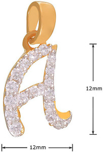 Mahi Amazing A Initial Yellow Gold Cubic Zirconia Alloy, Brass Pendant