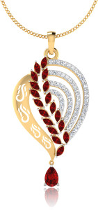 IskiUski Ruby Luxury 14kt Diamond, Ruby Yellow Gold Pendant