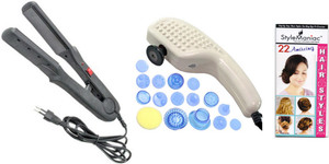 Style Maniac Ceramic Hair Straightner And 19 In 1 Full Body Massager and a ultimate hair style booklet Personal Care Appliance Combo