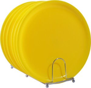 Deseo Round Dinner Plate Acrylic, Yellow, Set of 6 Plate Set