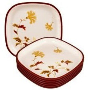 Nayasa Square Floral Brown Polypropylene Full Plate Set