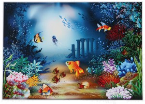 fish aquarium wall painting