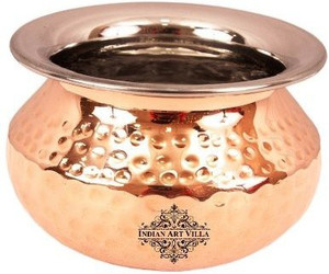 IndianArtVilla Steel Copper Hammered Punjabi Handi 0.35 L