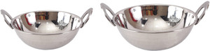IndianArtVilla Steel Kadai with Embossed Handle Kadhai 1.71 L
