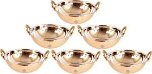 Indian Art Villa Set of 6 Steel Copper Karahi Kadai Wok Kadhai 4.2 L