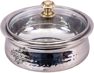 IndianArtVilla Handi with Glass Lid Handi 0.6 L