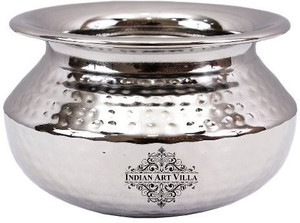 IndianArtVilla Stainless Steel Hammered Punjabi Handi 0.65 L