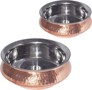 Prisha India Craft Copper Hyderabadi Bowl Handi 0.75 L