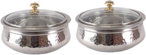 IndianArtVilla Serving Handi with Glass Lid Handi 2 L