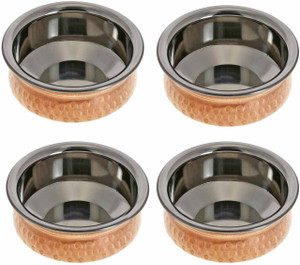 Prisha India Craft Copper Hyderabadi Bowl Handi 0.3 L