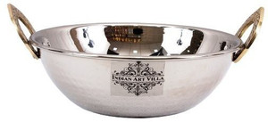 IndianArtVilla Stainless Steel Karahi Wok Serveware Home Hotel Restaurant Kadhai 0.1 L