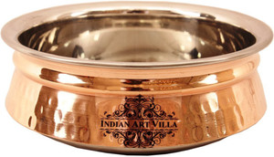 IndianArtVilla Steel Copper Induction Handi 0.9 L