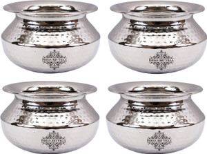 IndianArtVilla Set of 4 Steel Punjabi Handi Handi 2.6 L