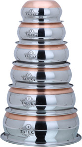Taluka Stainless Steel Copper Bottom Handi Pot 6 Piece Set Combo Serving Handi Cookware Multi Purpose Capacity :- 500 ML , 800 ML , Handi 1 L, 1.3 L, 2 L, 3 L