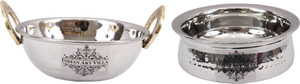 IndianArtVilla Steel Set of 1 Kadhai with 1 Handi Handi, Kadhai Set