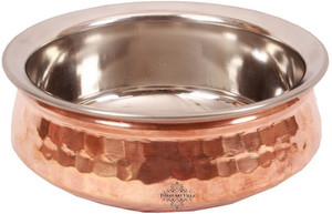 Indian art villa Handmade Traditional Steel Copper Bottom Serving Handi Restaurant Ware Hotel Ware Home Handi 0.3 L