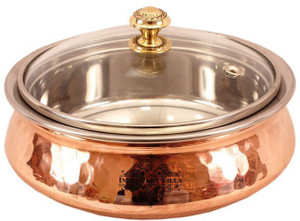 IndianArtVilla Handi with Glass Lid Handi 0.75 L