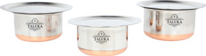 Taluka Stainless Steel Copper Bottom Topes with Lid Steel Topia 3 PCS COMBO SET Bhaguna Capacity:- 1,1.5,2 Liter in One set KITCHEN COMBO Pot 1 L, 1.5 L, 2 L