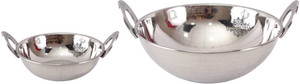 IndianArtVilla Steel Kadai with Embossed Handle Kadhai 1.94 L