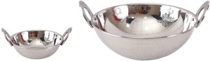IndianArtVilla Steel Kadai with Embossed Handle Kadhai 1.91 L