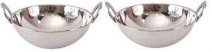 IndianArtVilla Steel Kadai with Embossed Handle Kadhai 2.8 L