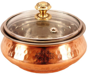 IndianArtVilla Handi with Glass Lid Handi 0.3 L