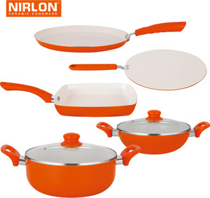 NIRLON Cooking Ceramic Non Stick Induction Cookware Set Tawa, Pan, Kadhai, Pot Set