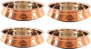 IndianArtVilla Set of 4 Steel Copper Induction Handi Handi 8 L