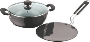Vinod Hard Anodised Combo Set with Lid Tawa, Kadhai Set
