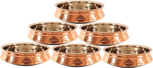 IndianArtVilla Set of 6 Steel Copper Induction Handi Handi 12 L