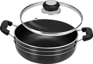 Tosaa Non-Stick Induction Base with Glass Lid Black Kadhai 1.4 L