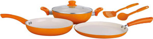 Nirlon reinforsed 4 layer ceramic nonstick cookware set pans & pot Kadhai, Tawa, Pot Set