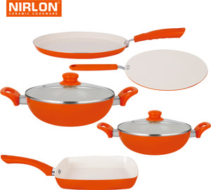 NIRLON Cooking Ceramic Non Stick Induction Tawa, Kadhai Set