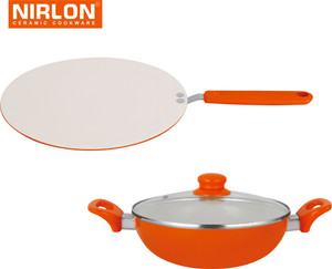 NIRLON Cooking Ceramic Non Stick Induction Tawa, Kadhai Set