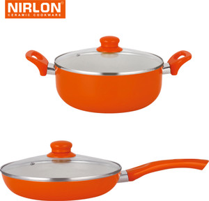 NIRLON Cooking Ceramic Non Stick Induction Pan, Kadhai Set
