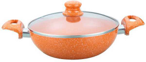 Wonderchef Tangerine 20cm Wok with Lid Kadhai 1.6 L