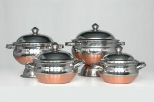 Navkar Copper botttom cook and serve Handi 0.5 L, 1 L, 1.5 L, 2 L
