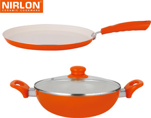 NIRLON Cooking Ceramic Non Stick Induction Tawa, Kadhai Set